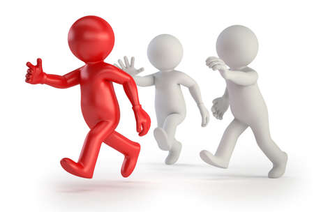3d small people - running with a red