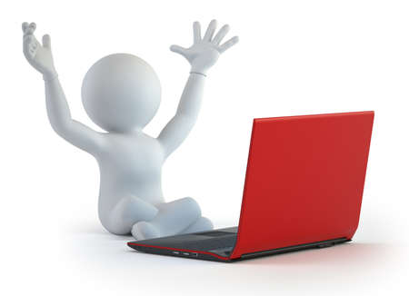 3d small people - successful solutionの写真素材