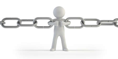 3d small people - chain linkの写真素材