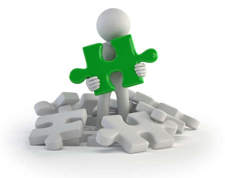 3d small people - found puzzleの写真素材