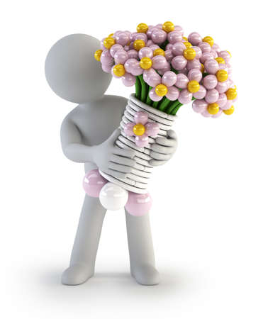 3d small people - Balloon flowerの写真素材