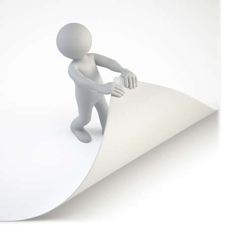 3d small people - try to turn the pageの写真素材