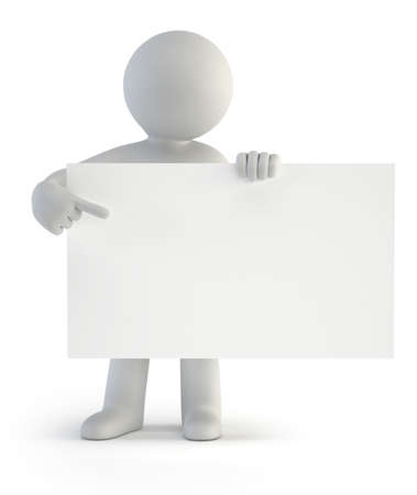 3d small people - your empty boardの写真素材