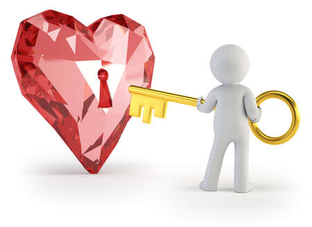 a man holds the key from heartの写真素材
