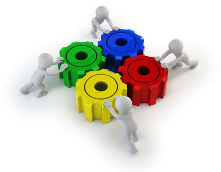 successful teamwork. Isolated white backgroundの写真素材