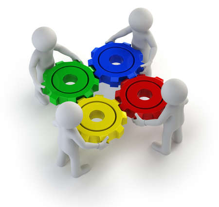 successful teamwork. Isolated white backgroundの写真素材