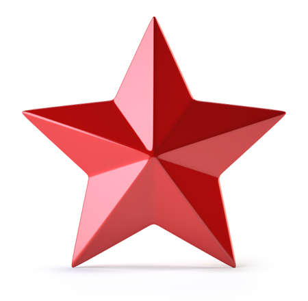 3d Red star isolated on white backgroundの写真素材