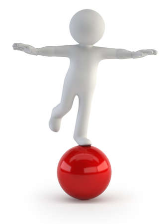 small man seeks a balance, Isolated white backgroundの写真素材