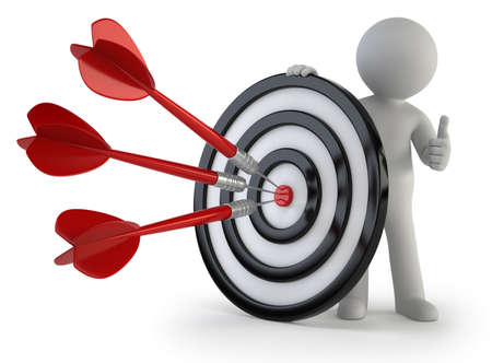 a little man holding a dart, Isolated white backgroundの写真素材