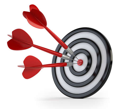 success, the precise target hit, Isolated white backgroundの写真素材