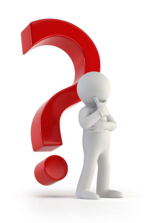 with a red question mark, Isolated white backgroundの写真素材