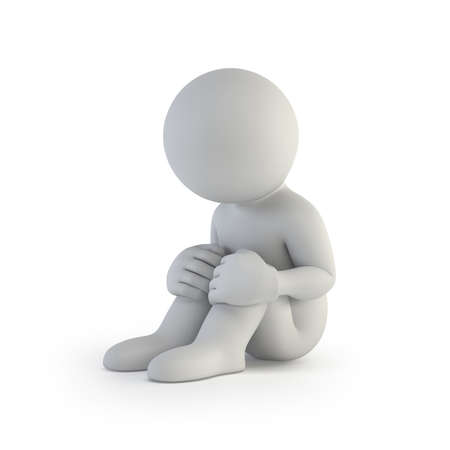 3d small people sorrow Isolated white backgroundの写真素材