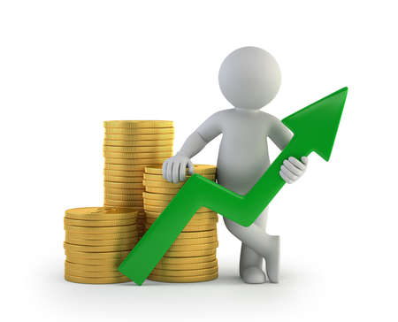 3d small people - good profit, Isolated white backgroundの写真素材