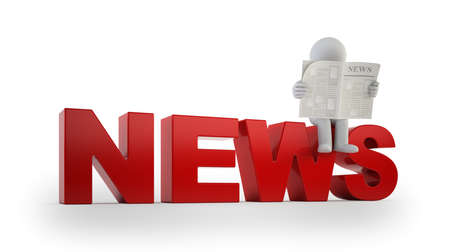 3d small people - news, Isolated white backgroundの写真素材