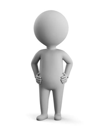 3D small man - confidence. 3d image. White background.の写真素材