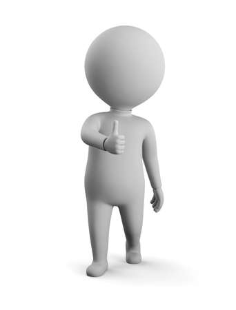 3D small man - okay. 3d image. White background.の写真素材