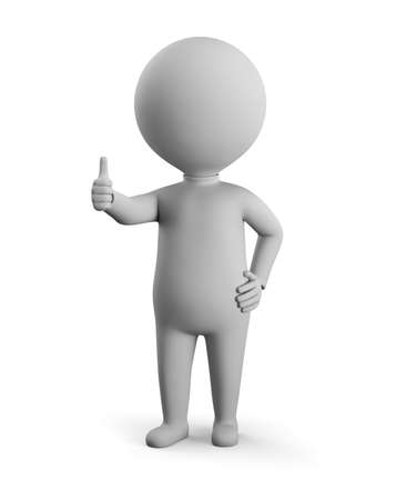 3D small man - positive pose. 3d image. White background.の写真素材