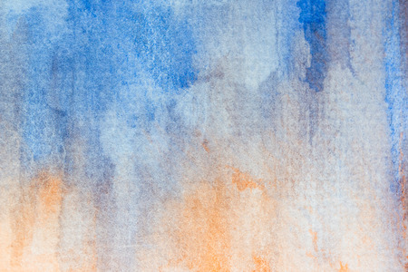 abstract blue and orange watercolor background. art hand paintの写真素材