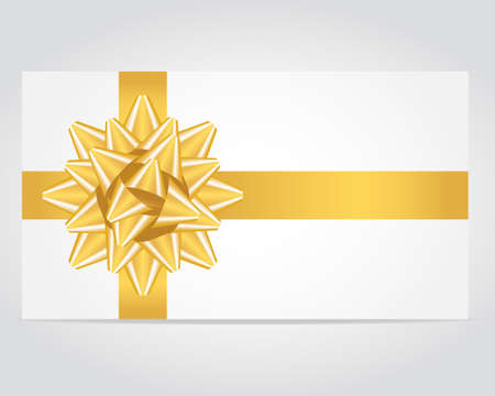 Gift card with gold ribbon. Vector illustration.のイラスト素材