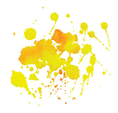 Handwork yellow paint drops backgroundの写真素材