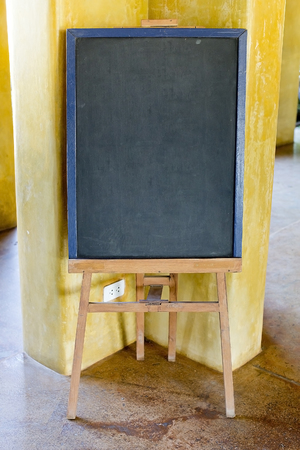 Blank menu chalkboard in wooden frame isolated on white background  Save Paths For design work の写真素材
