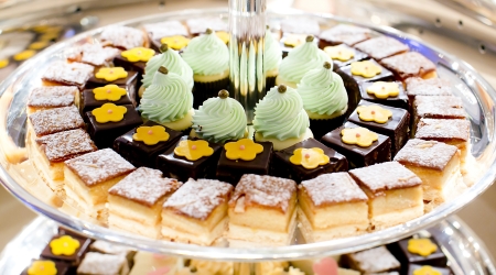 Closeup dessert on buffet lineの写真素材