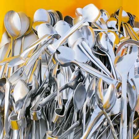 Closeup of shiny spoon, jawsの写真素材