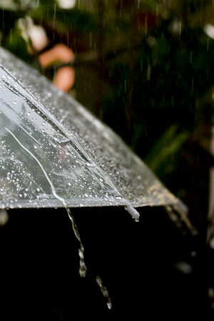 Umbrella in the rain in vintage toneの写真素材