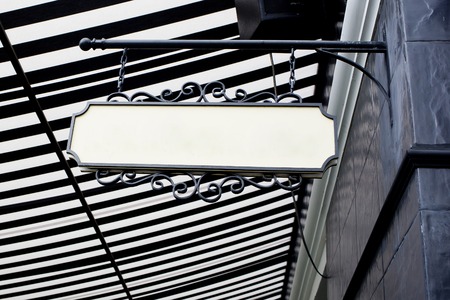 hanging board - white blankの写真素材