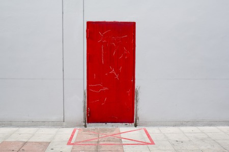 Emergency Exit with Exit Sign の写真素材