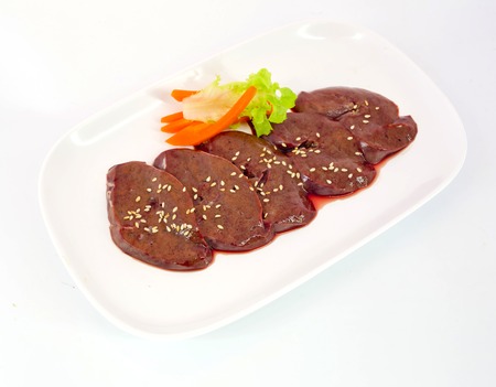 Fresh raw veal liver slicesの写真素材