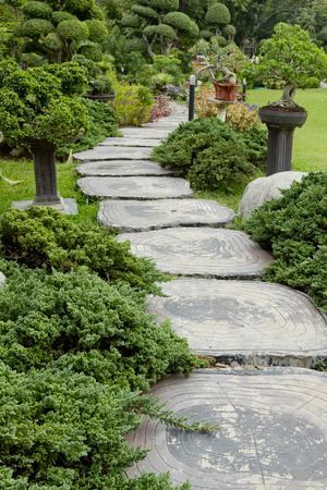Landscaping in the garden. The path in the garden.の写真素材