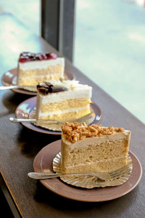 Three pieces of cakesの写真素材