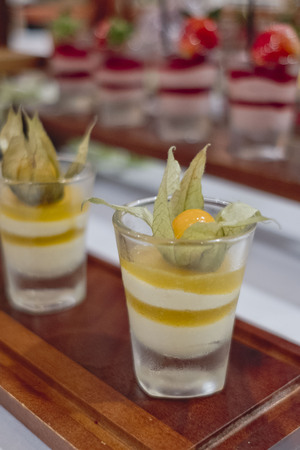 catering dessert line in wedding ceremonyの写真素材