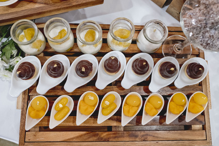catering dessert line in wedding ceremonyの写真素材