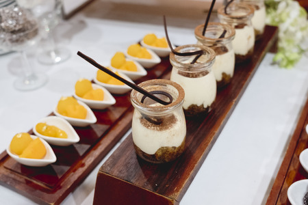 catering dessert line in wedding ceremony