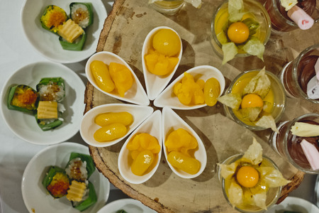 catering Thai dessert line in wedding ceremonyの写真素材