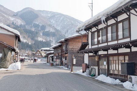 Shirakawago, Japan historic winter village.のeditorial素材
