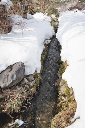 After the snow wetland sceneryの写真素材