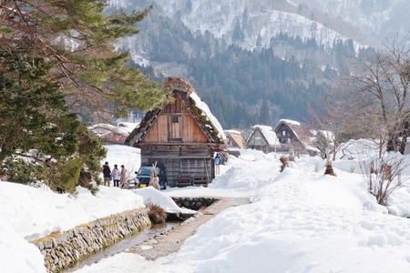 Shirakawago, Japan historic winter village.のeditorial素材