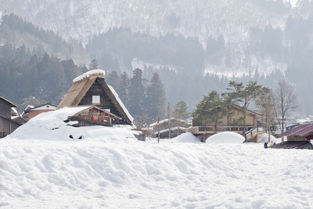 Shirakawago, Japan historic winter village.のeditorial素材