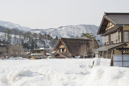 Shirakawago, Japan historic winter village.のeditorial素材