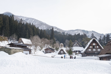Shirakawago, Japan historic winter village.のeditorial素材