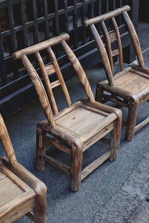Small size of wooden chairsの写真素材
