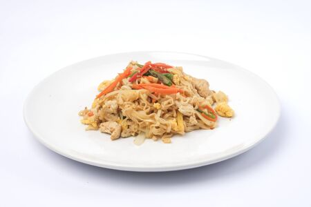 stir fried instant noodle with chicken breast - clean foodの写真素材