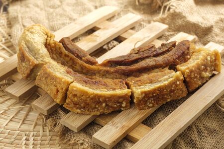Oriental Roast Pork Belly on heating pad Crispy Porkの写真素材