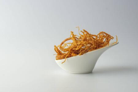 Crispy Shredded Pork on white background textureの写真素材