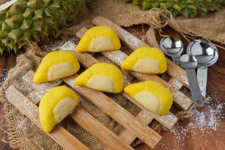 Durian and salted egg cookies with Durian shape Crispy Cookies