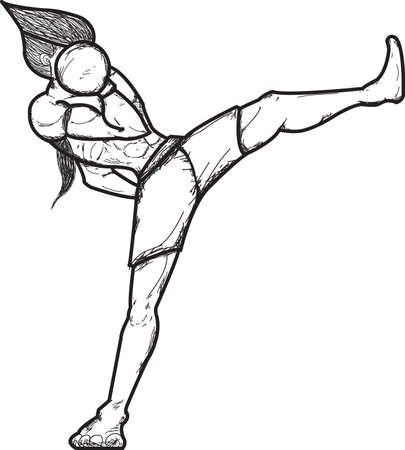 Muay Thai : kick to the chest のイラスト素材