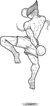 Muay Thai   flying knee strikes のイラスト素材